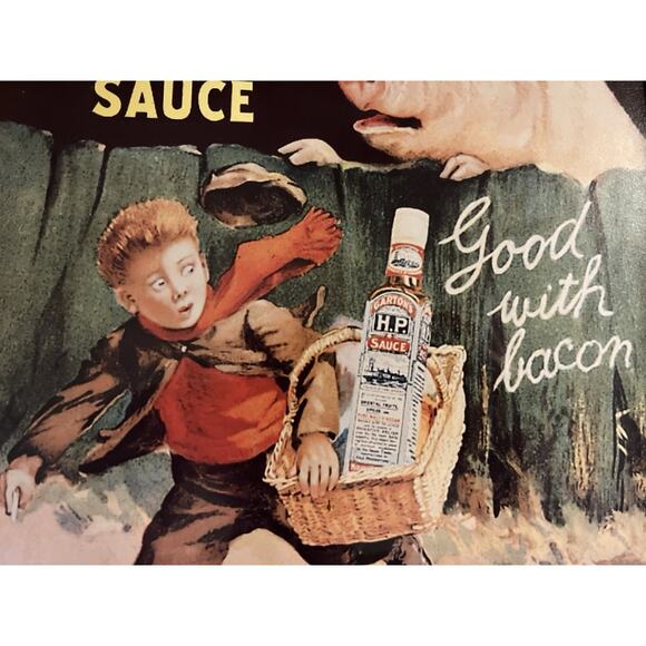 Vintage H.P. Sauce “Good With Bacon” Framed Print – Retro Advertising Art - Picture 4 of 8